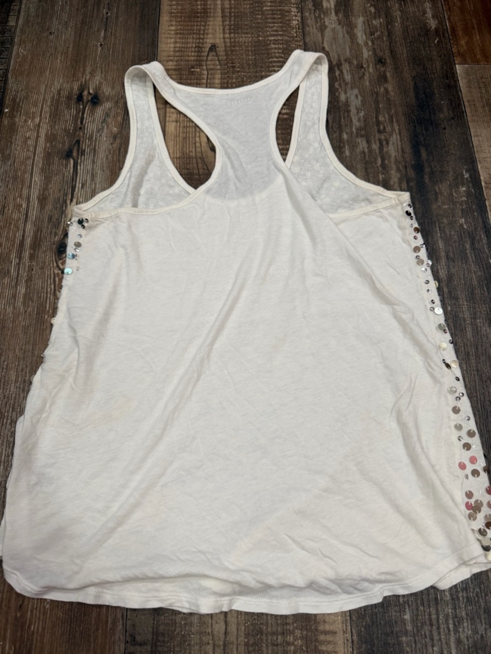 Express White Sequin Racerback Tank - Picture 3 of 3